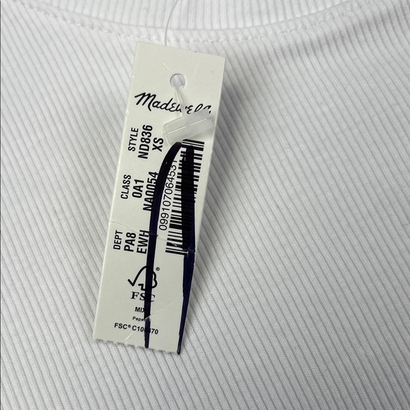 Madewell XS Ribbed White Short Sleeve T Shirt - Picture 4 of 9
